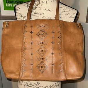 GUC LUCKY Brand Brown Leather Tote Bag